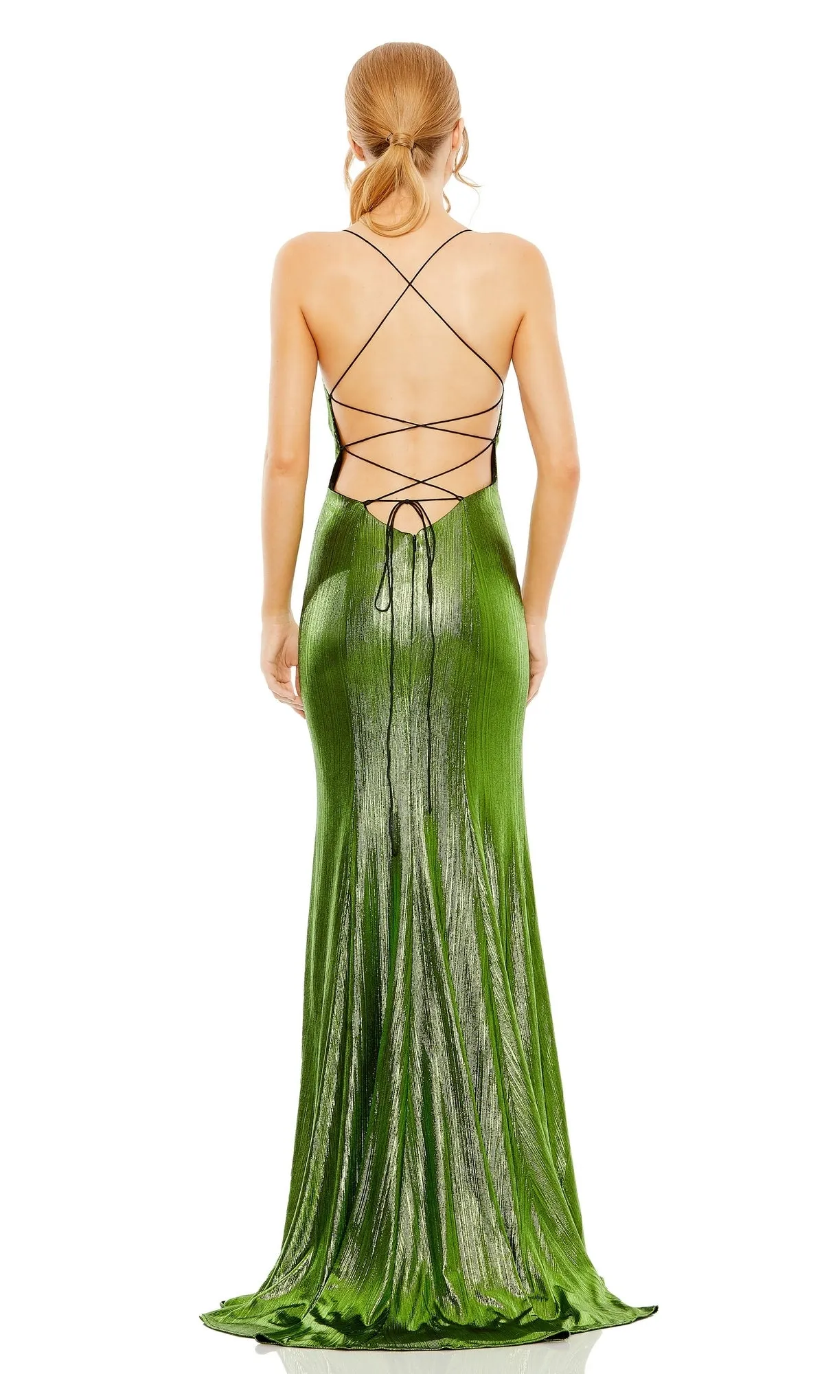 Strappy-Back Metallic Prom Gown: Mac Duggal 27061 sold by PromGirl product image thumbnail 4