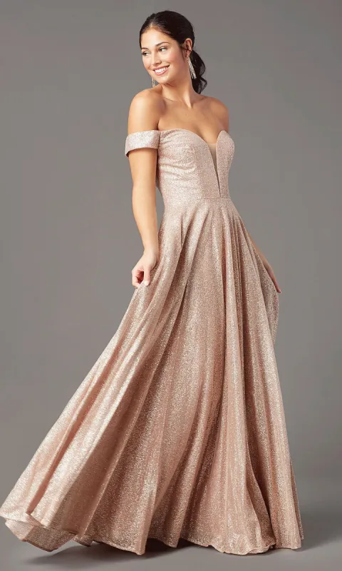 Rose Gold Sparkly Long Prom Dress by PromGirl sold by PromGirl