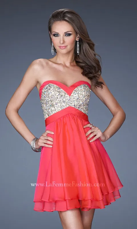 Strapless Short Tiered Party Dress by La Femme made by La Femme