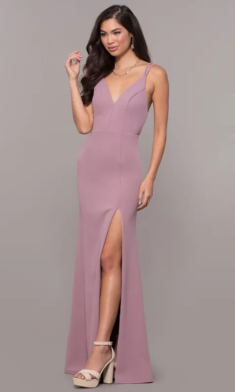 Double-Strap V-Neck Long Prom Dress by Simply sold by PromGirl