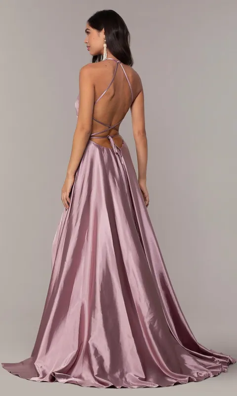 Satin Open-Back Designer Prom Dress by Faviana sold by PromGirl