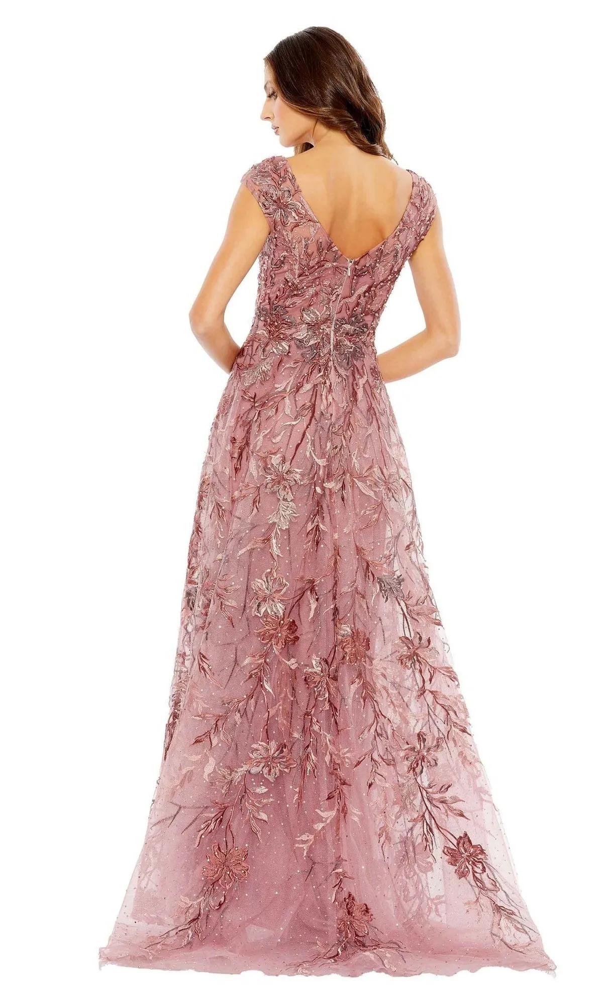 Cap-Sleeve Long Print Prom Dress: Mac Duggal 20263 sold by PromGirl product image thumbnail 2