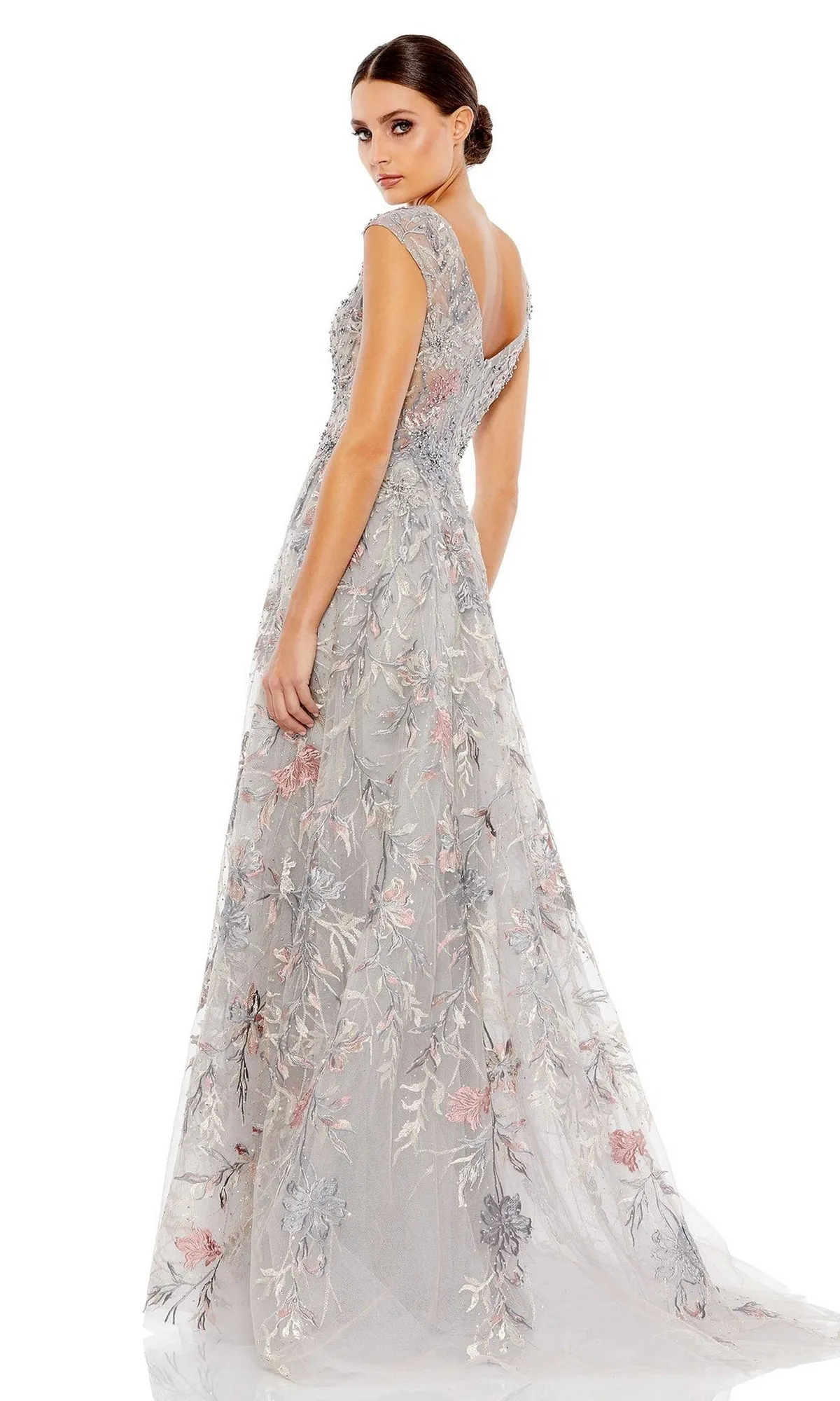 Cap-Sleeve Long Print Prom Dress: Mac Duggal 20263 sold by PromGirl product image thumbnail 5