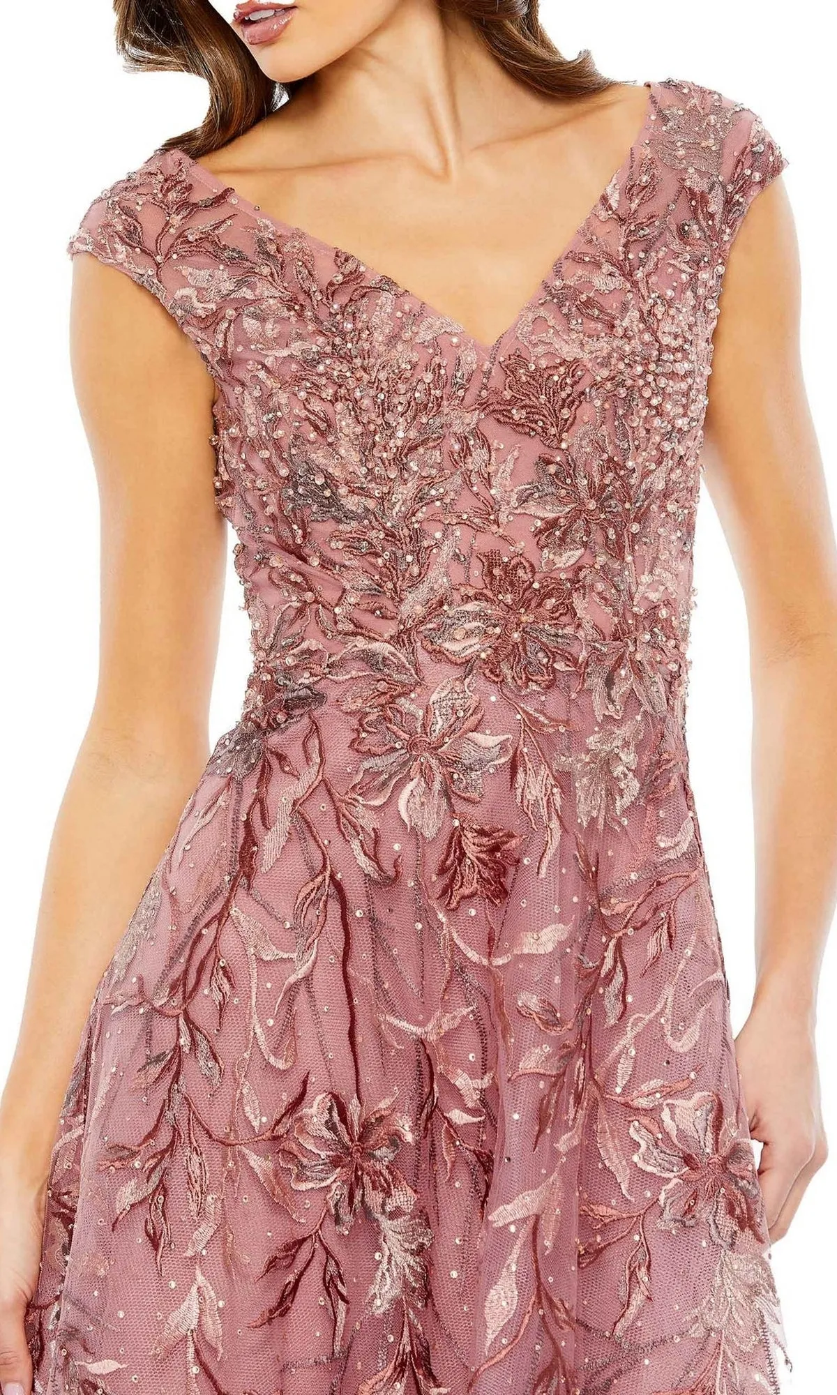 Cap-Sleeve Long Print Prom Dress: Mac Duggal 20263 sold by PromGirl product image thumbnail 4