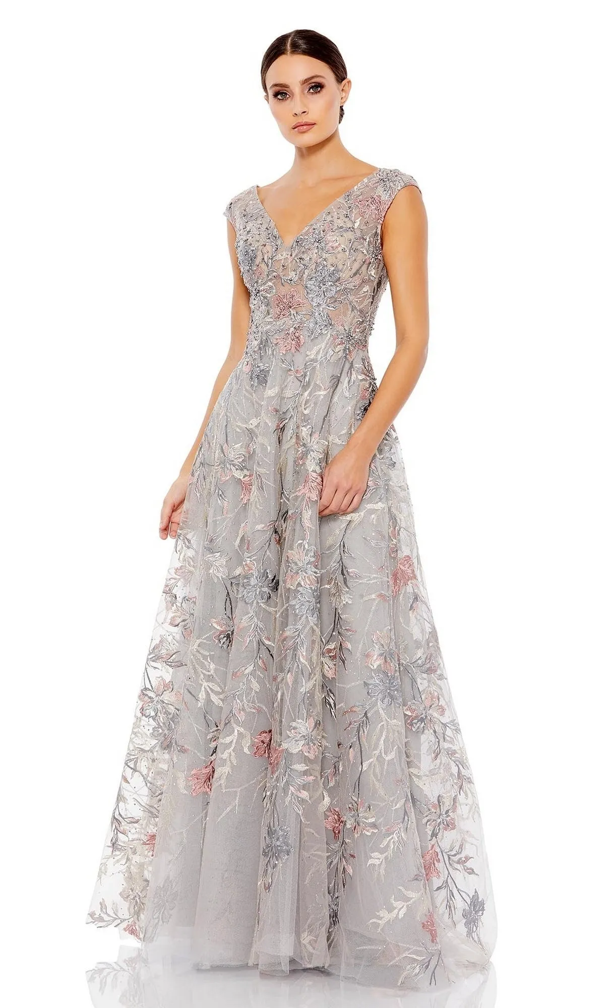 Cap-Sleeve Long Print Prom Dress: Mac Duggal 20263 sold by PromGirl product image thumbnail 3