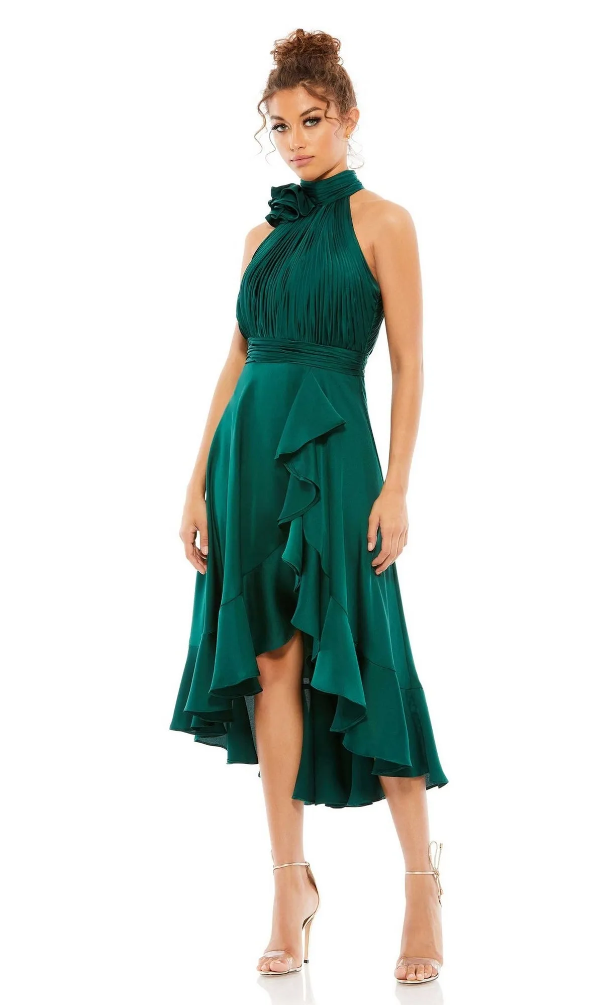 High-Low Wedding Guest Dress: Mac Duggal 49488 sold by PromGirl