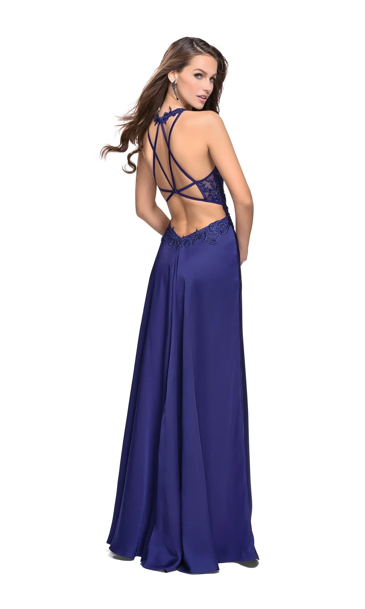 La Femme 26124 Dark Blue Long Prom Dress sold by PromGirl product image thumbnail 2