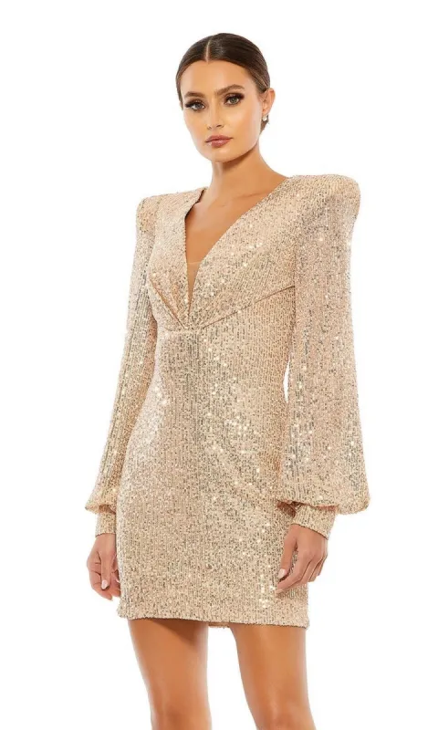 Long Sleeve Sequin Hoco Dress: Mac Duggal 26865 sold by PromGirl