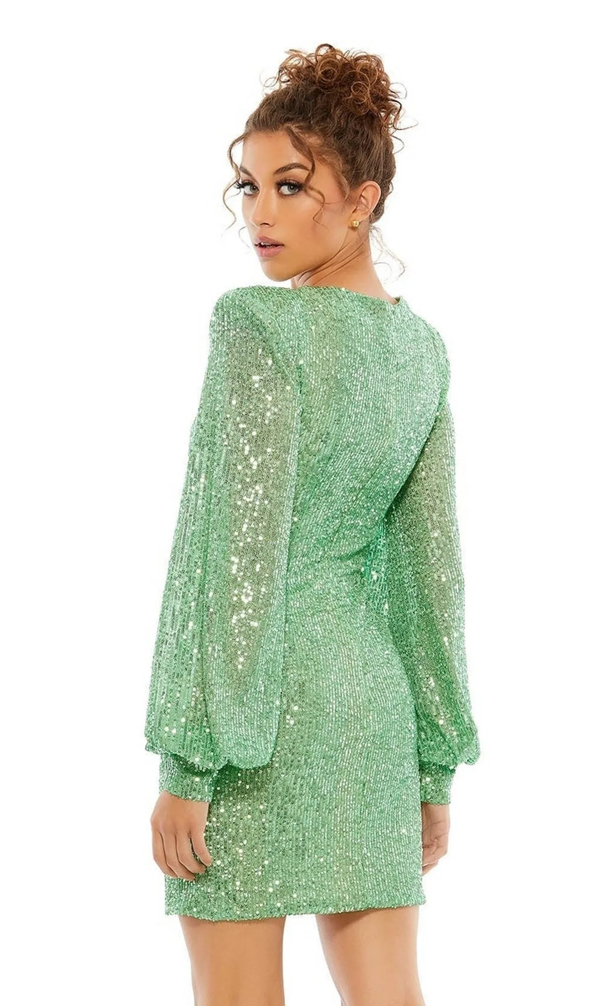 Long Sleeve Sequin Hoco Dress: Mac Duggal 26865 sold by PromGirl product image thumbnail 3