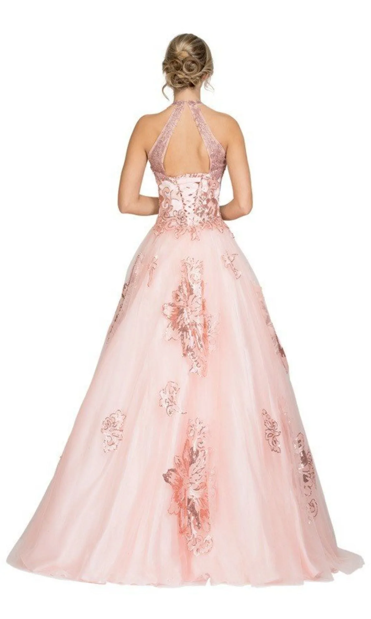 High-Neck Long Prom Ball Gown: Chicas DR7008 sold by PromGirl product image thumbnail 2