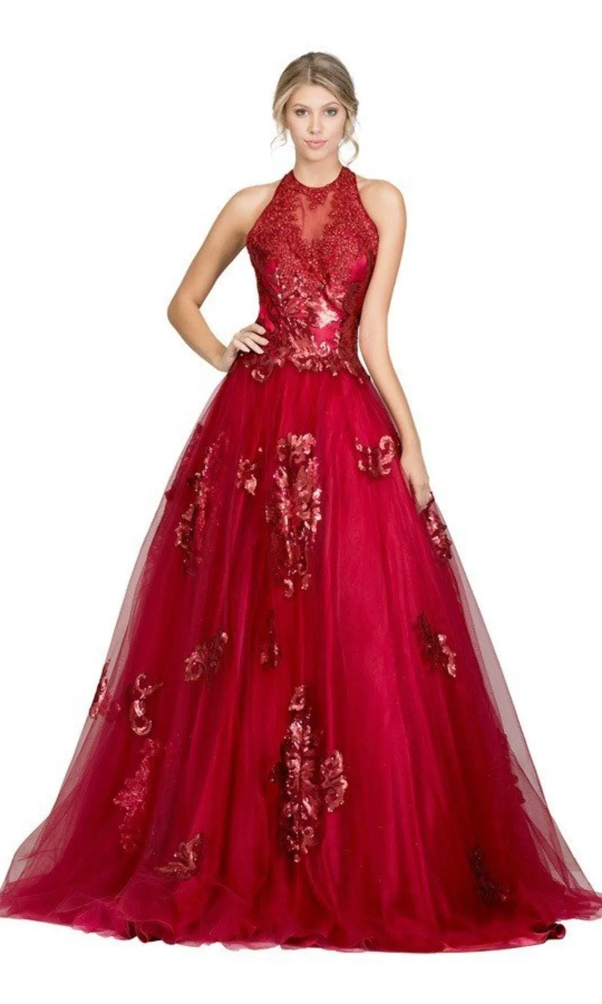 High-Neck Long Prom Ball Gown: Chicas DR7008 sold by PromGirl product image thumbnail 4