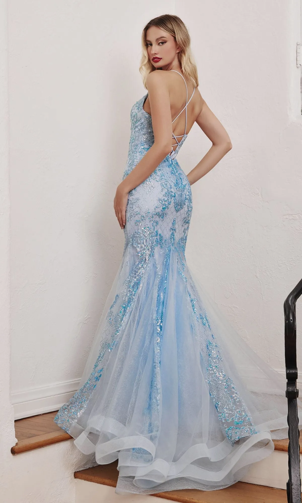 Strappy-Back Long Beaded Mermaid Prom Dress CC2279 sold by PromGirl product image thumbnail 2