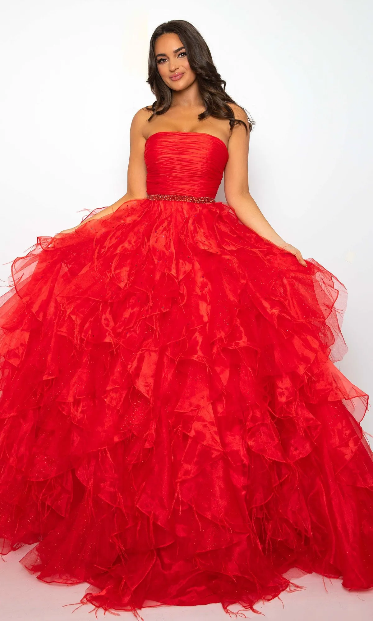 Strapless Ruffle Prom Gown: Ava Presley 39555 sold by PromGirl product image thumbnail 3