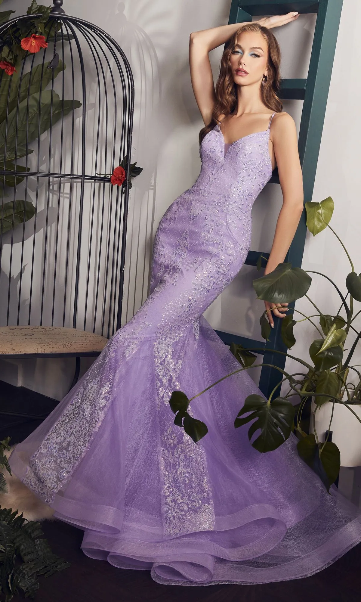 Strappy-Back Long Beaded Mermaid Prom Dress CC2279 sold by PromGirl product image thumbnail 5