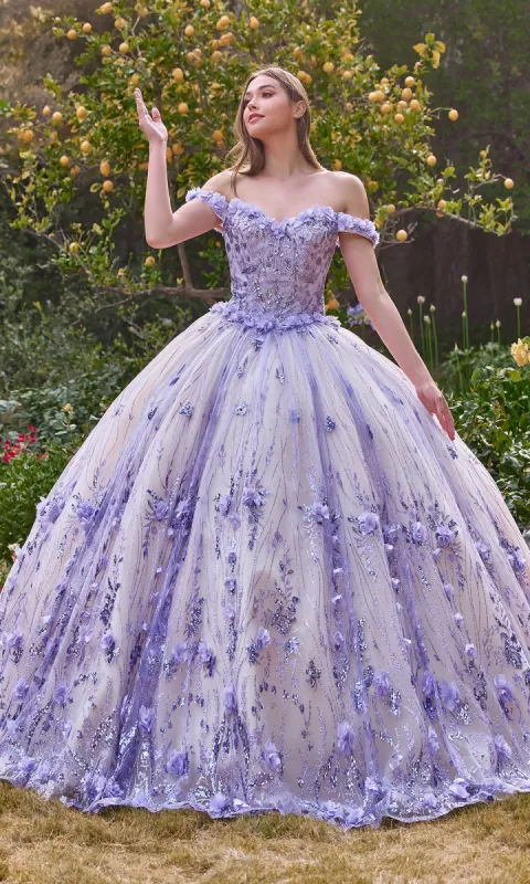 Off-the-Shoulder Quince Ball Gown: Ladivine 15704 sold by PromGirl