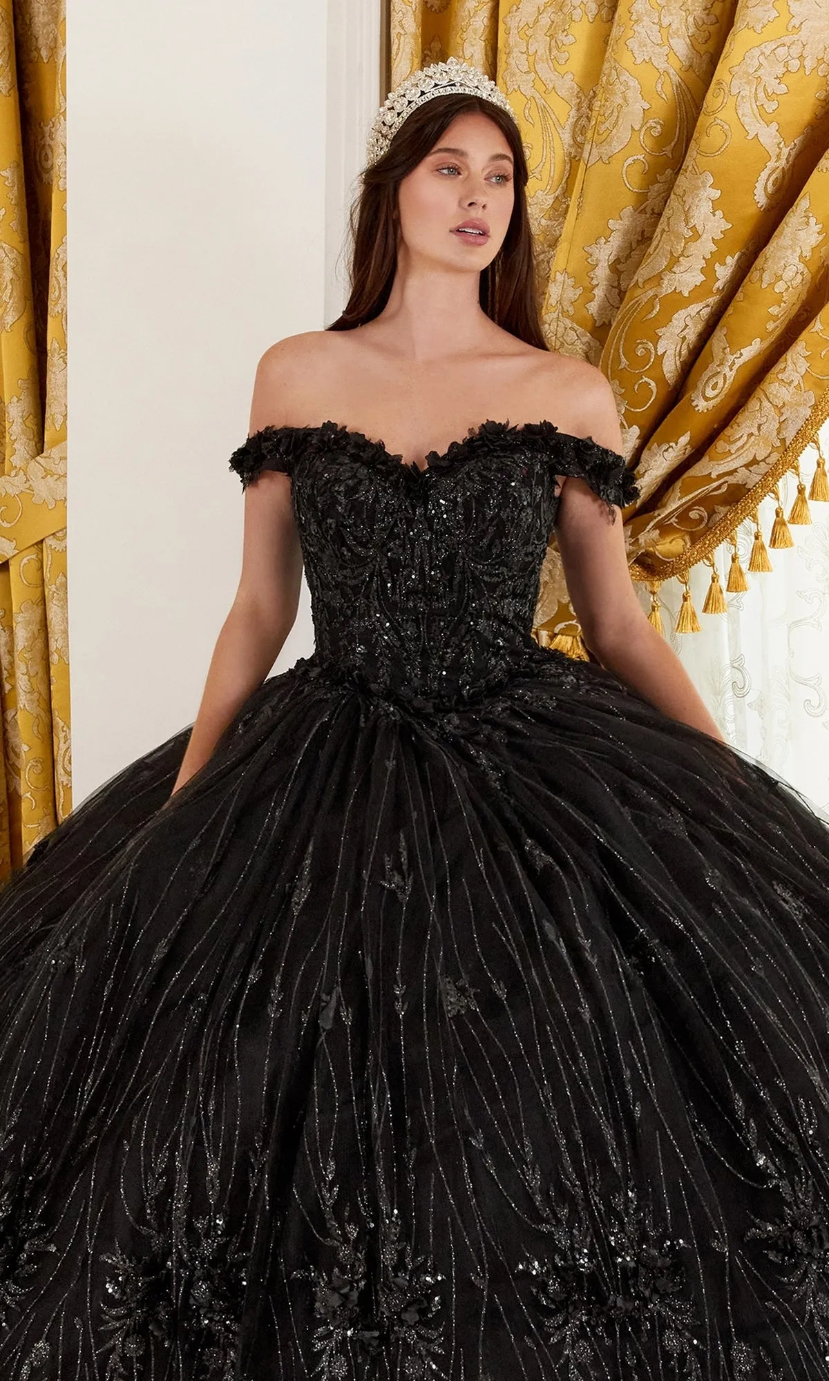 Off-the-Shoulder Quince Ball Gown: Ladivine 15704 sold by PromGirl product image thumbnail 5