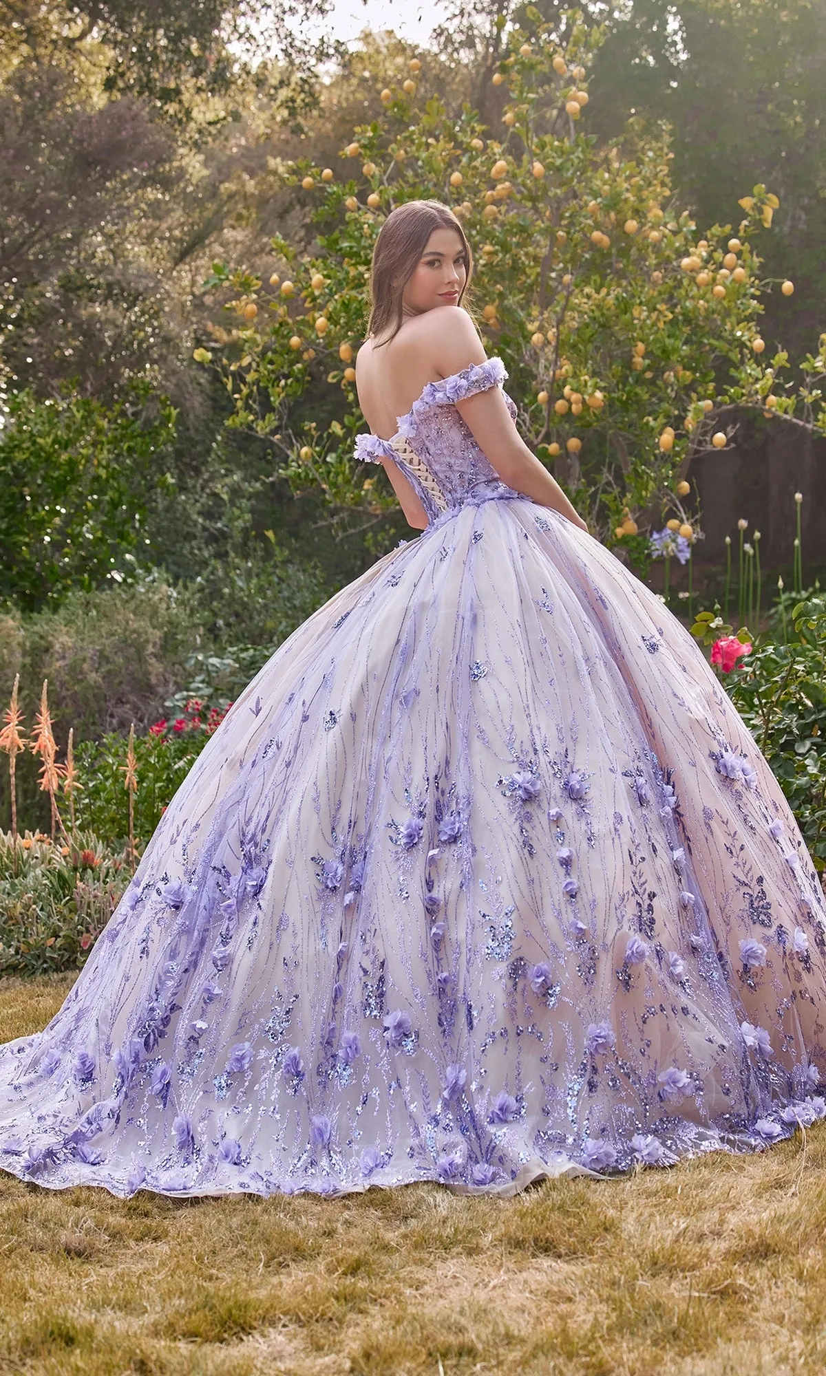 Off-the-Shoulder Quince Ball Gown: Ladivine 15704 sold by PromGirl product image thumbnail 2