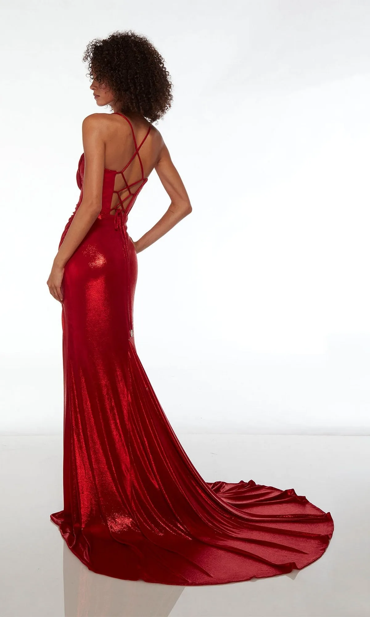 Alyce Strappy-Back Long Metallic Prom Dress 61490 sold by PromGirl product image thumbnail 2