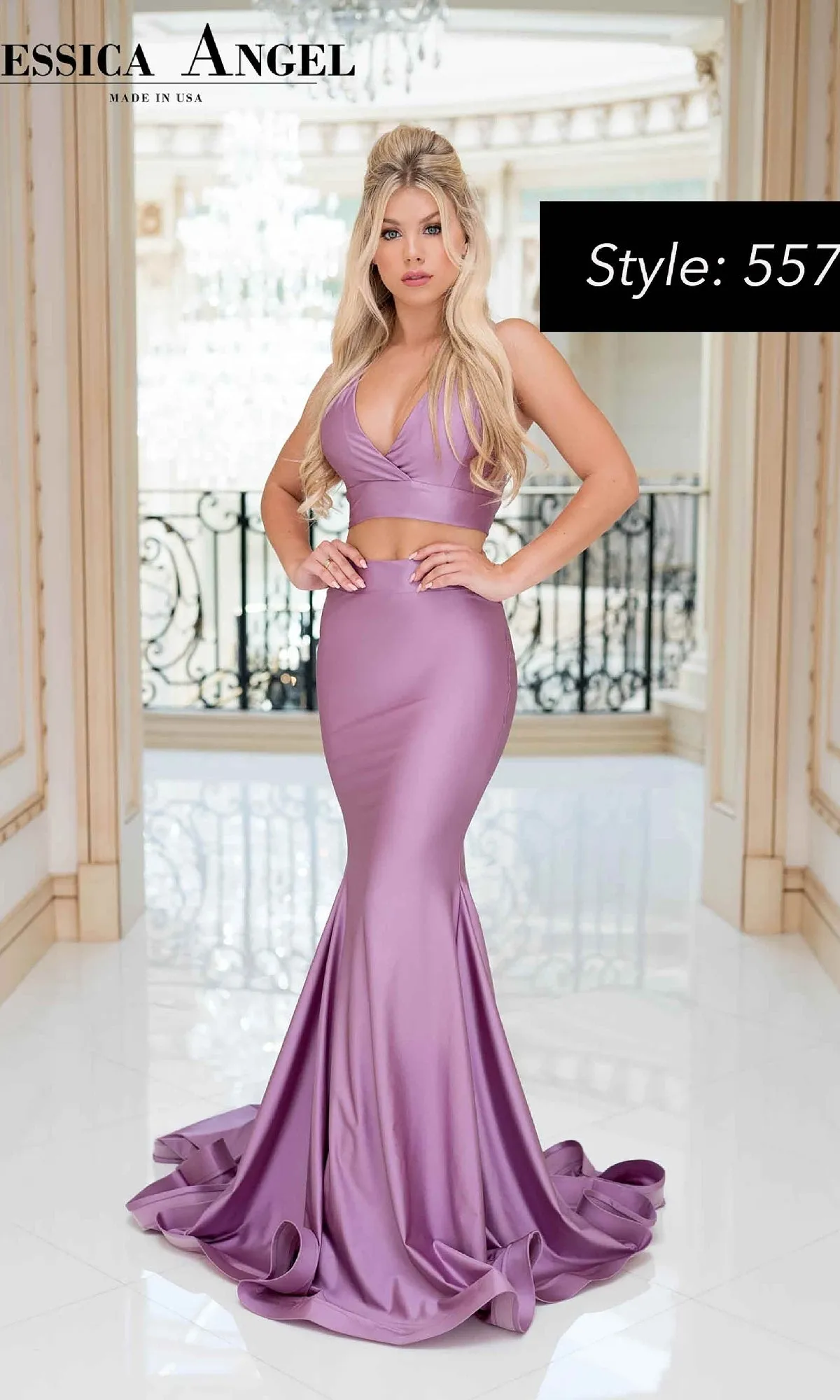 Two-Piece Halter Long Prom Gown: Jessica Angel 557 sold by PromGirl