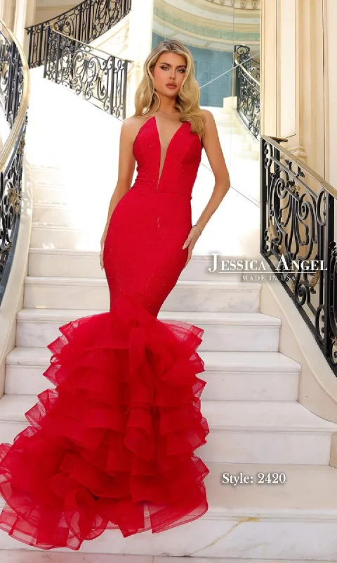 Long Ruffle Mermaid Prom Dress: Jessica Angel 2420 sold by PromGirl