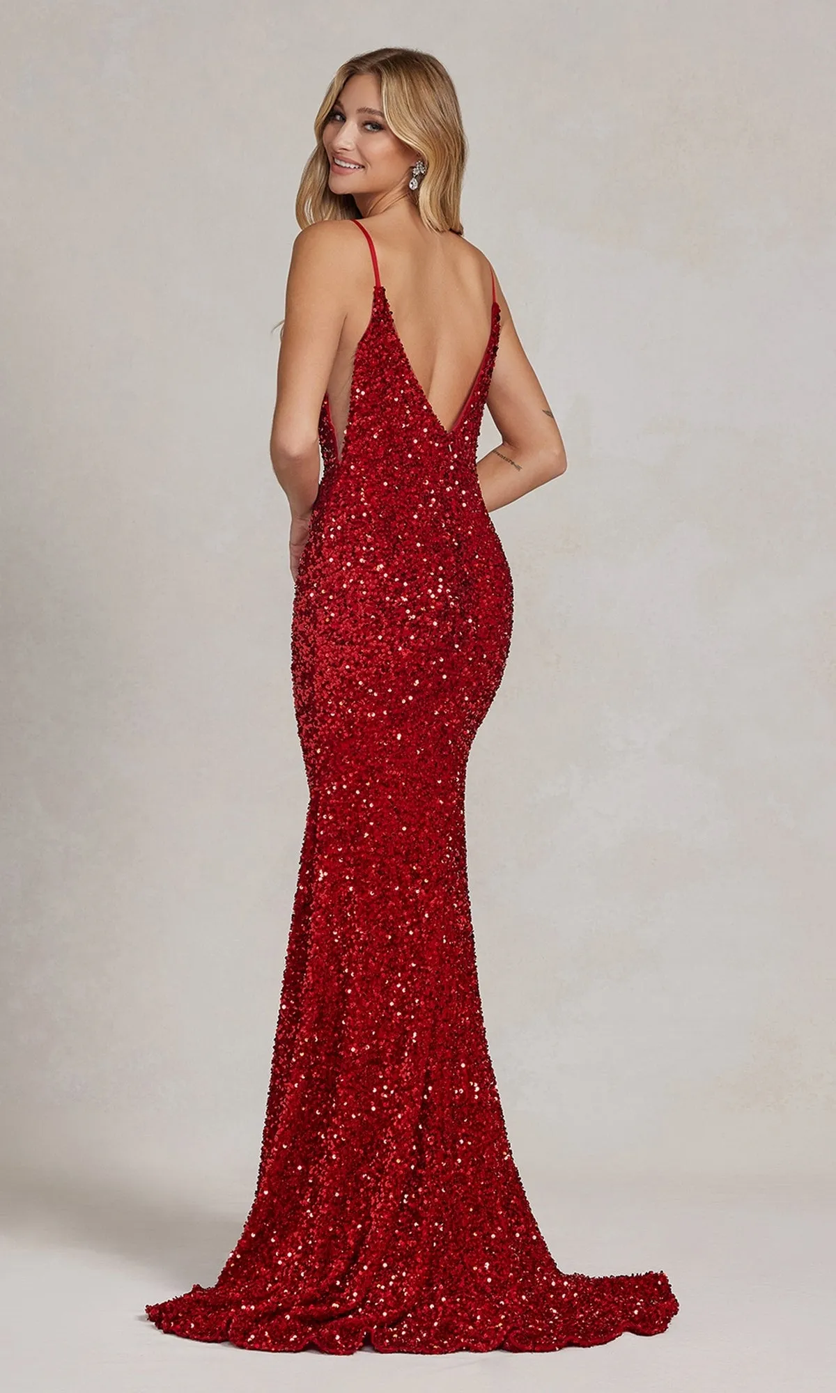 Long Sequin Formal Gown With Sheer Sides sold by PromGirl product image thumbnail 4
