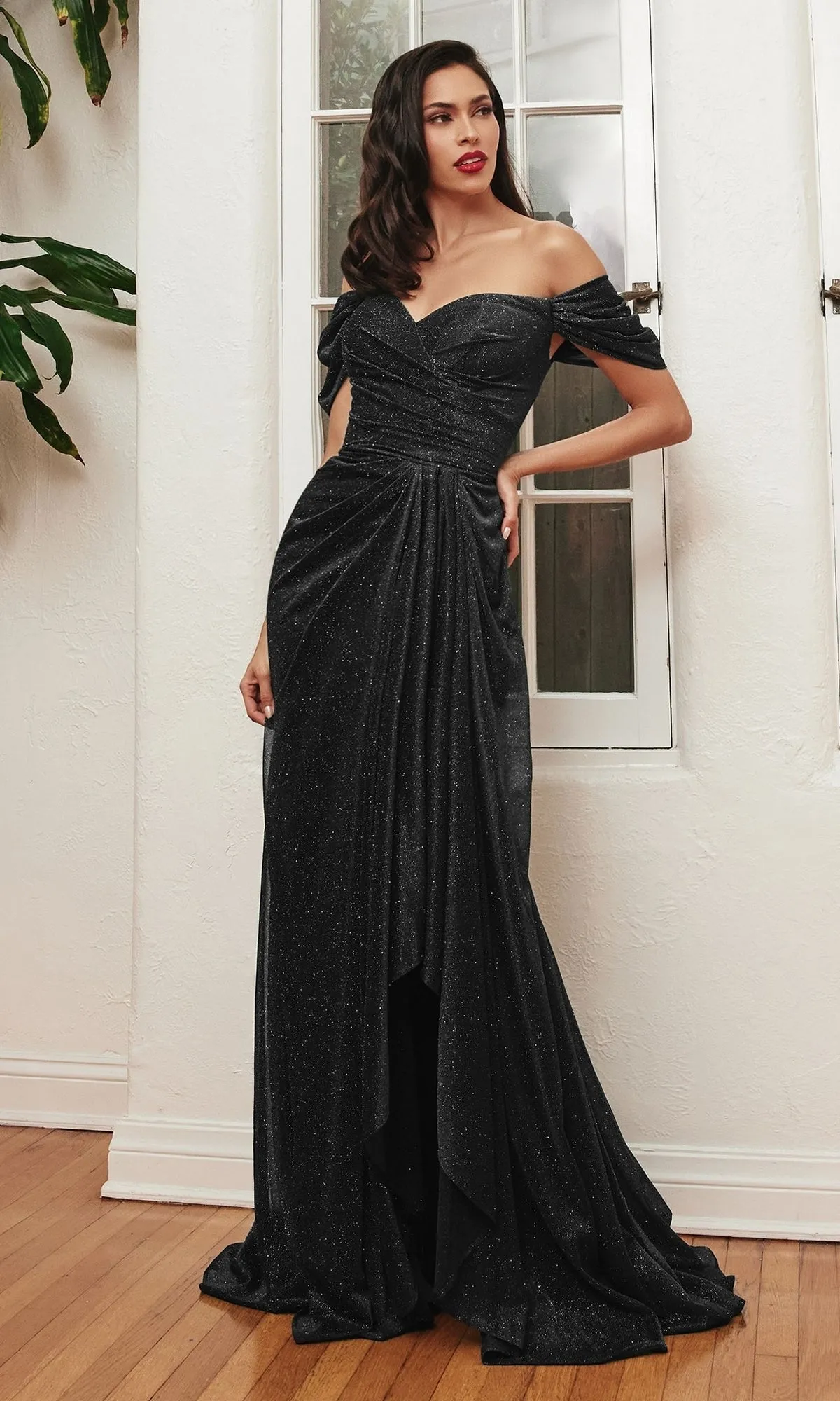 Wrap-Waist Long Glitter Prom Dress CD878 sold by PromGirl product image thumbnail 2