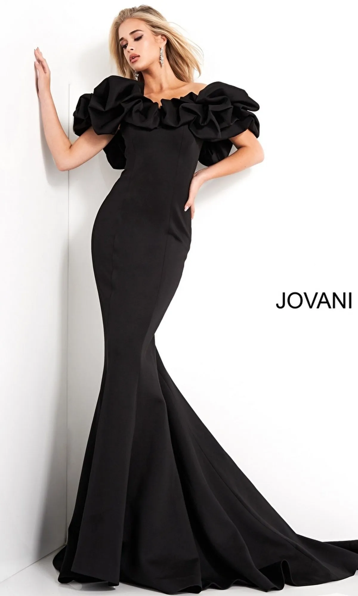 Off-Shoulder Long Mermaid Prom Dress: Jovani 04368 sold by PromGirl