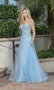 Long A-Line Tulle Prom Ball Gown with Flowers 4276 sold by PromGirl