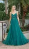 Long A-Line Tulle Prom Ball Gown with Flowers 4276 sold by PromGirl