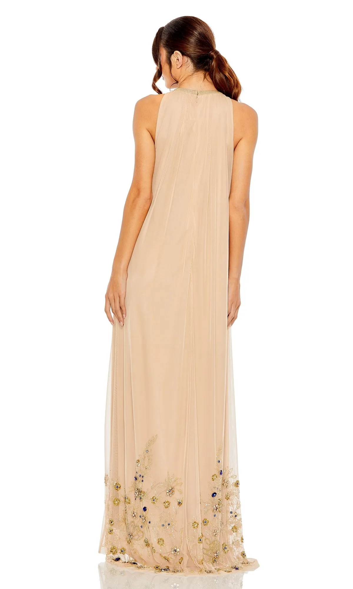 Nude Gold Long Trapeze Formal Dress: Mac Duggal 9232 sold by PromGirl product image thumbnail 2