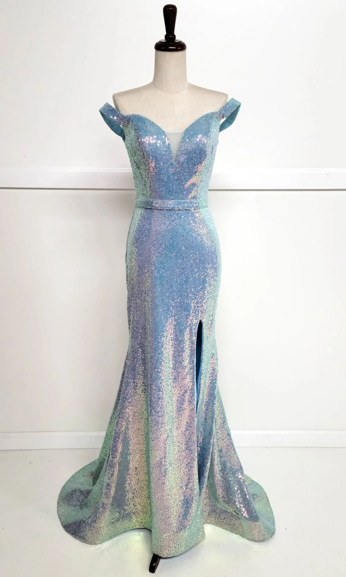Off-Shoulder Long Sequin Prom Dress: Chicas C324 sold by PromGirl product image thumbnail 4
