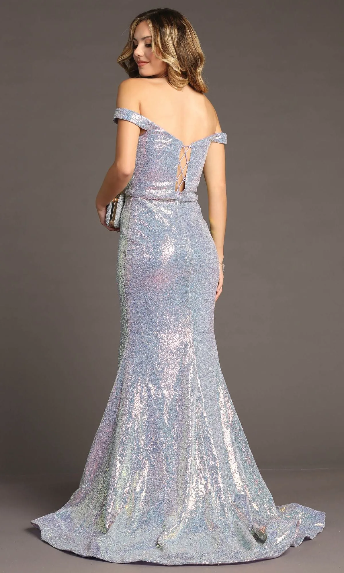 Off-Shoulder Long Sequin Prom Dress: Chicas C324 sold by PromGirl product image thumbnail 2