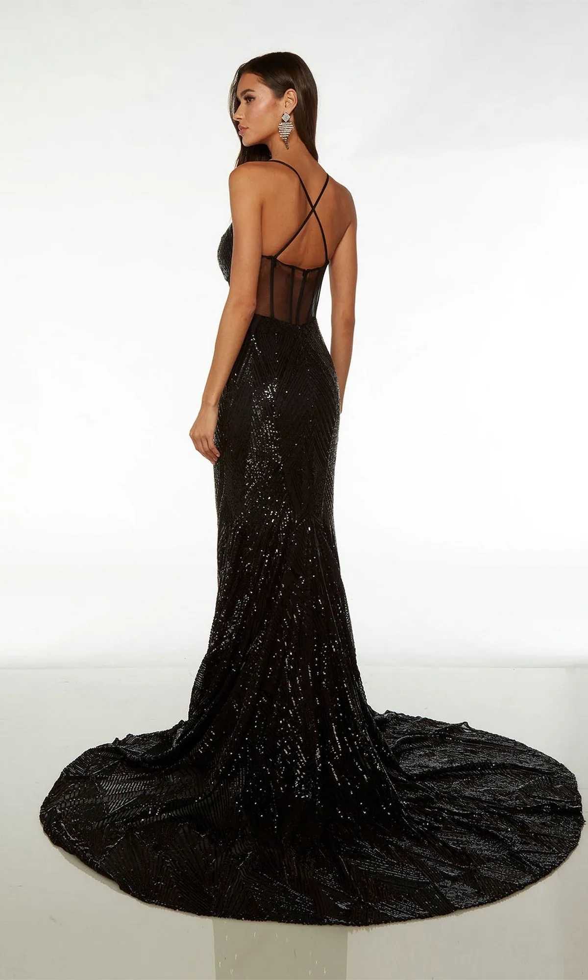 Alyce Long Black Sequin Prom Dress 61705 sold by PromGirl product image thumbnail 2