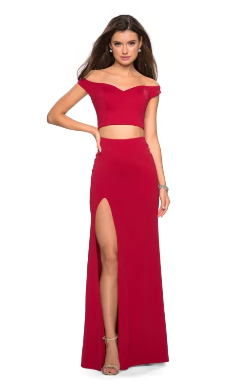 Off-Shoulder Two-Piece Prom Dress: La Femme 27496 sold by PromGirl
