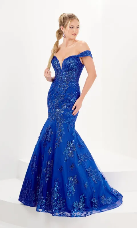 Tiffany Sheer Corset Glitter Mermaid Prom Dress 16080 sold by PromGirl