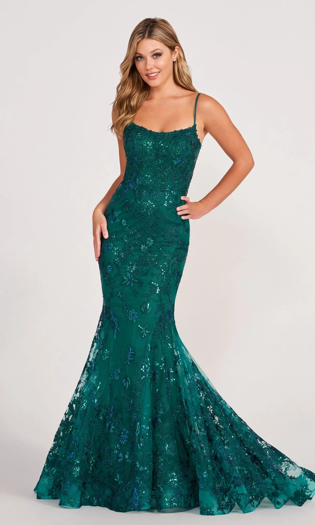 Ellie Wilde Embroidered-Lace Mermaid Prom Dress sold by PromGirl product image thumbnail 3