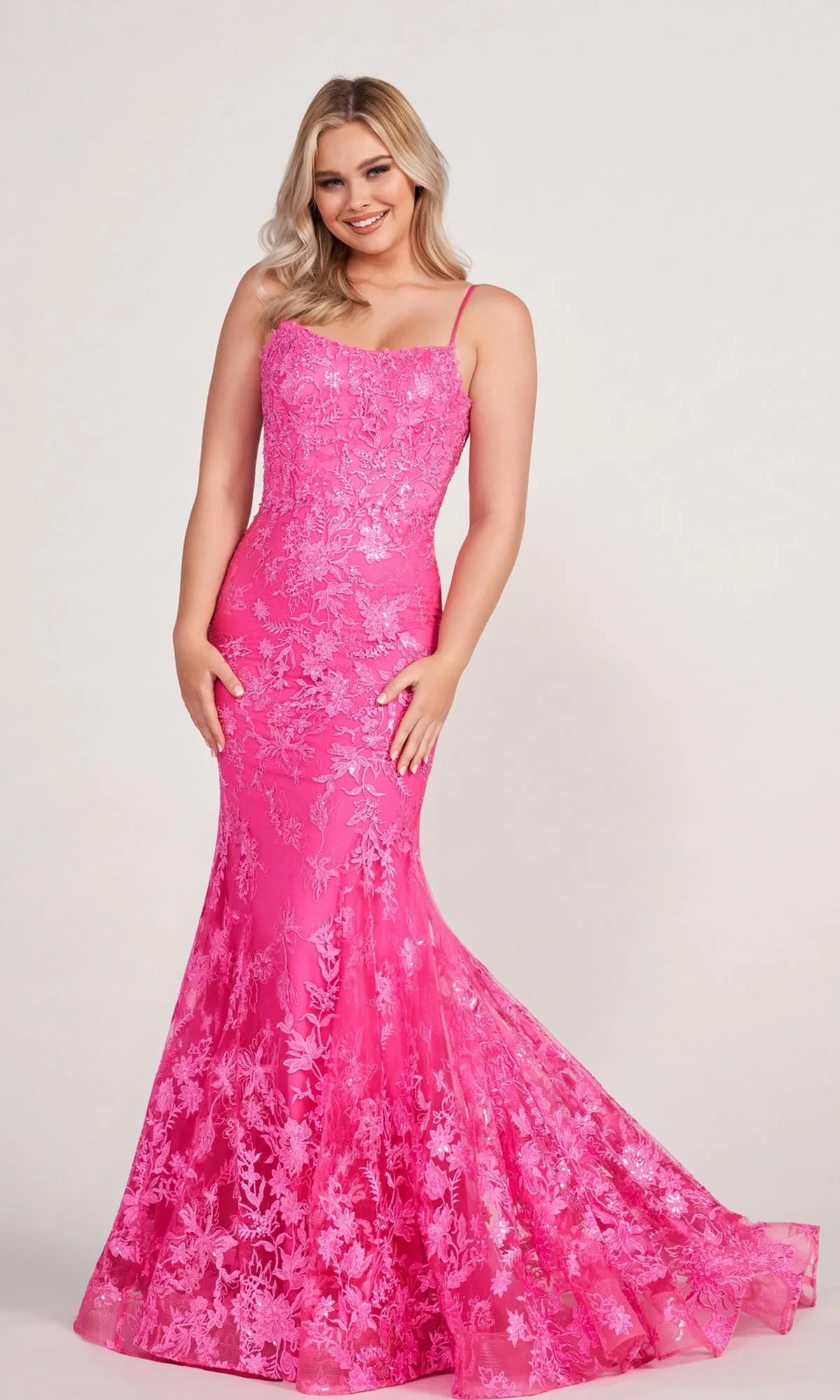 Ellie Wilde Embroidered-Lace Mermaid Prom Dress sold by PromGirl product image thumbnail 4
