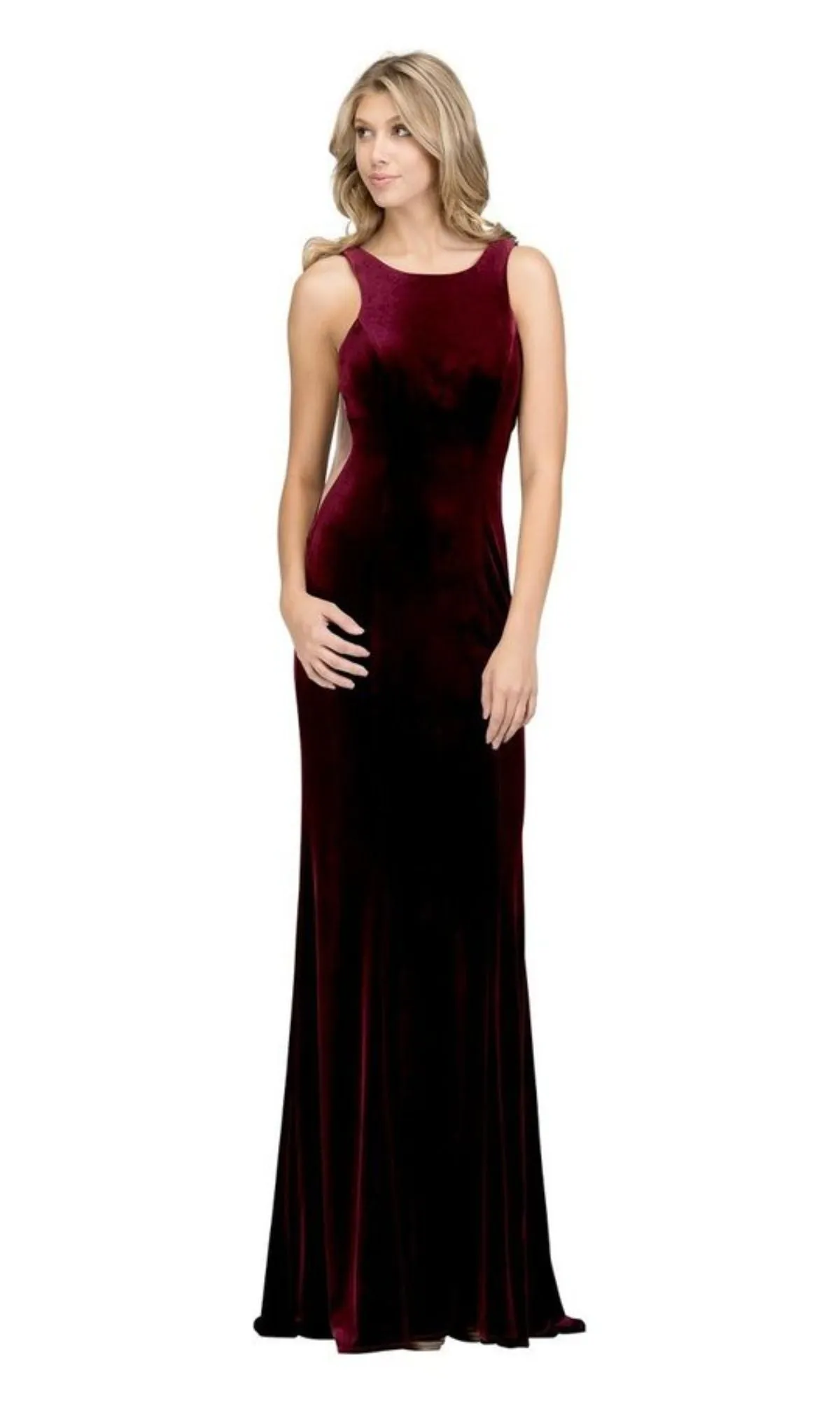 Sheer-Sides Long Velvet Prom Dress: Chicas C7052 sold by PromGirl product image thumbnail 3