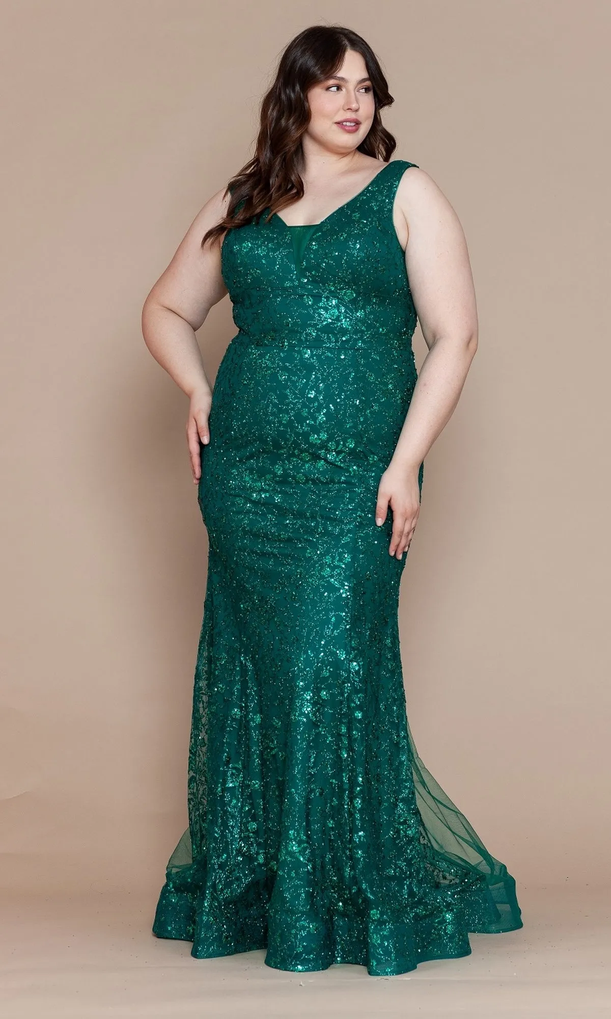Plus-Size Long Glitter Mermaid Prom Dress W1136 sold by PromGirl