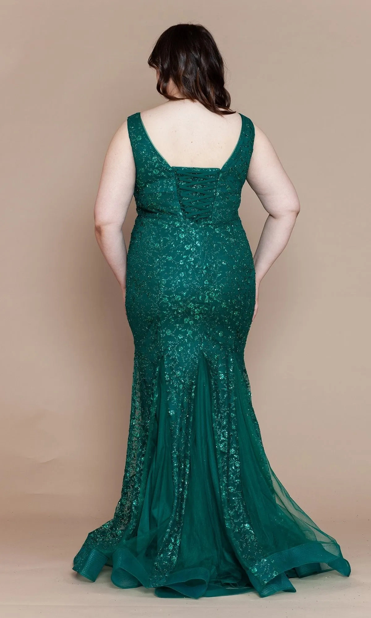 Plus-Size Long Glitter Mermaid Prom Dress W1136 sold by PromGirl product image thumbnail 2