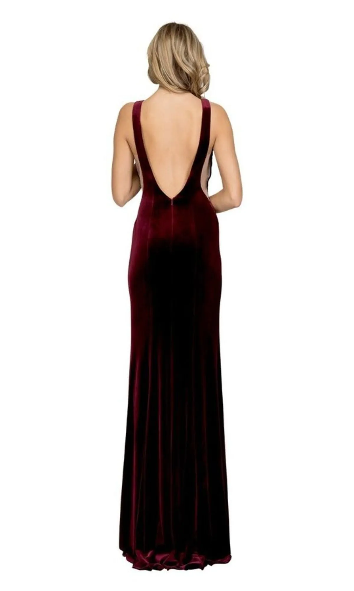 Sheer-Sides Long Velvet Prom Dress: Chicas C7052 sold by PromGirl product image thumbnail 5