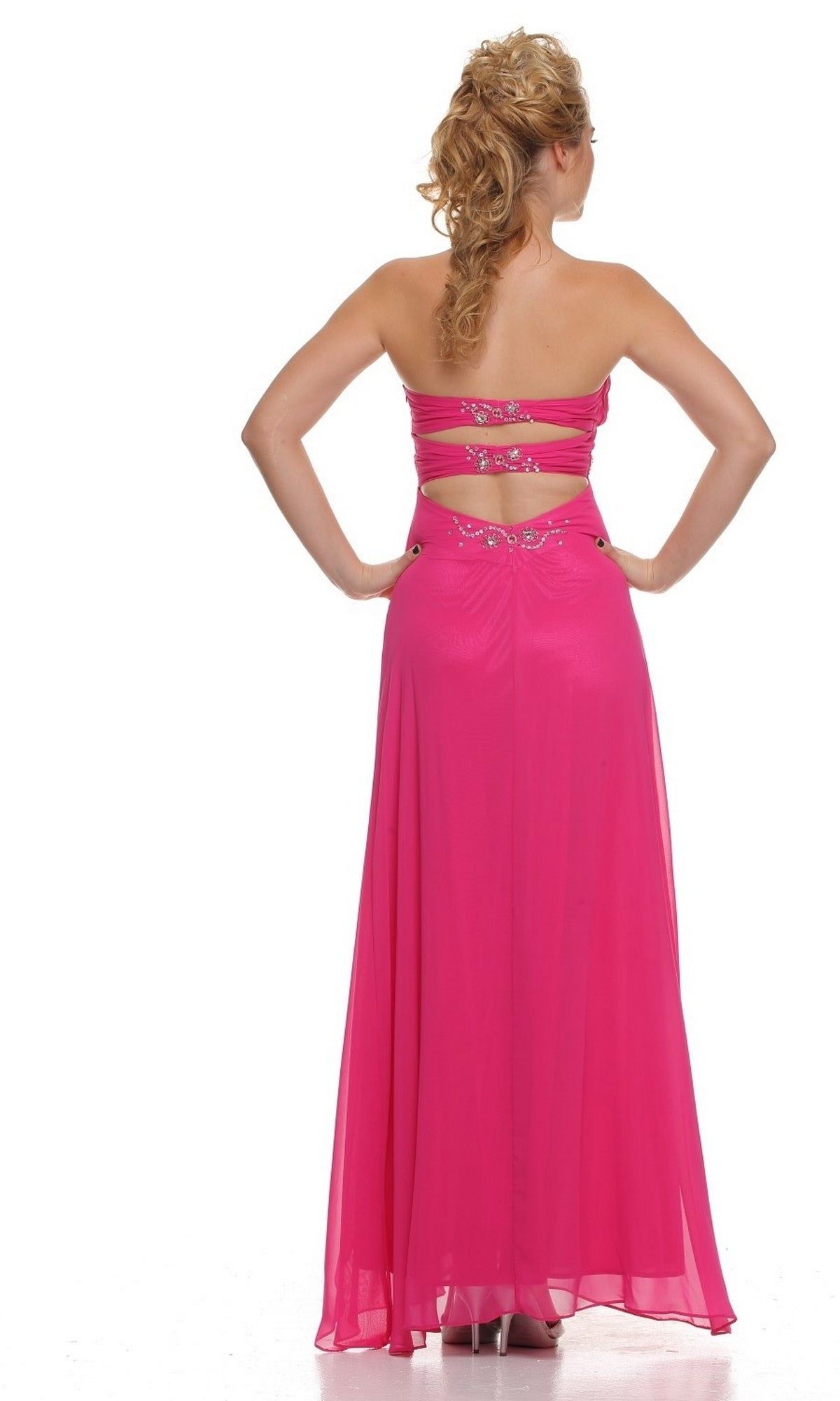 Fuchsia Pink Long Strapless Sweetheart Prom Dress sold by PromGirl product image thumbnail 2