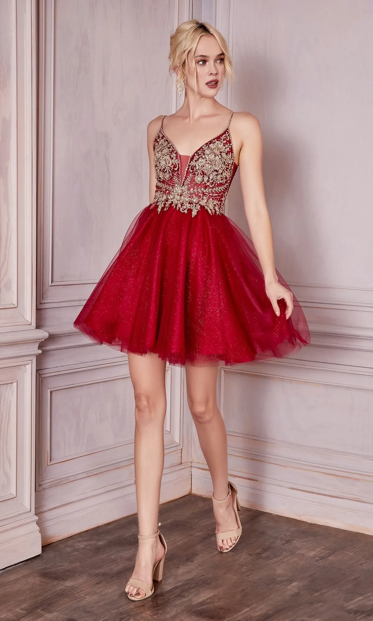 Lace-Bodice Short A-Line Homecoming Dress CD0190 sold by PromGirl product image thumbnail 3