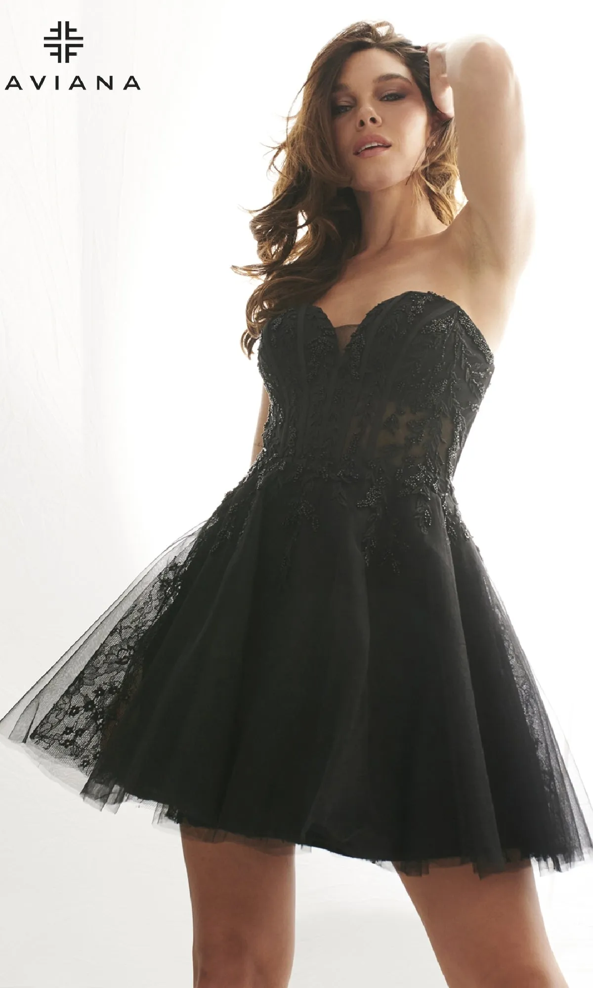 Short Black Lace Homecoming Dress: Faviana 11120 sold by PromGirl product image thumbnail 5