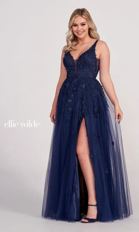 Ellie Wilde Side-Slit Long Prom Ball Gown EW34103 sold by PromGirl
