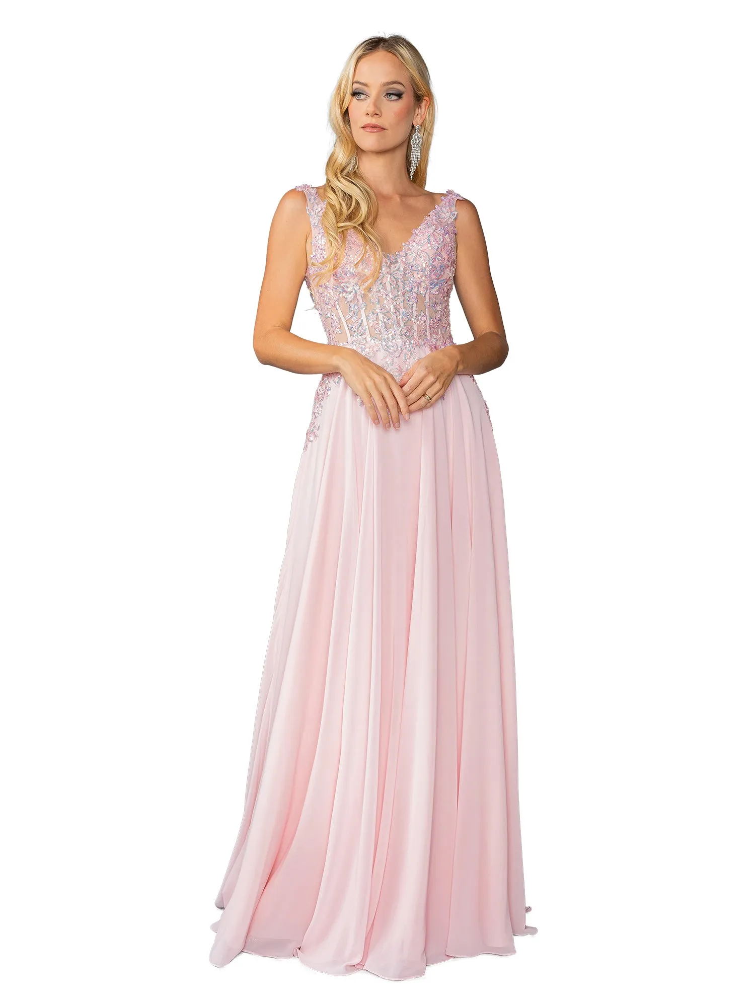 Lace-Up Long A-Line Prom Dress: Dancing Queen 4446 sold by PromGirl