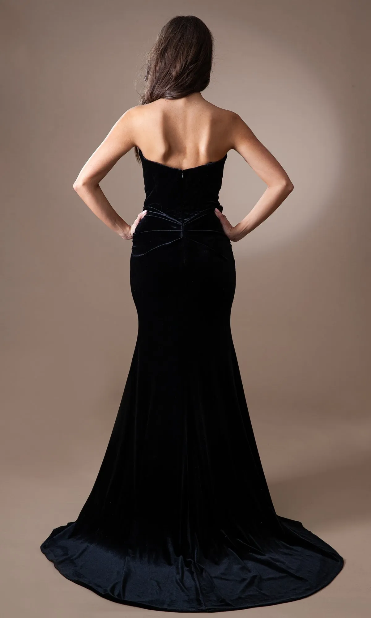 Strapless Sweetheart Long Velvet Prom Dress BZ9029V sold by PromGirl product image thumbnail 2