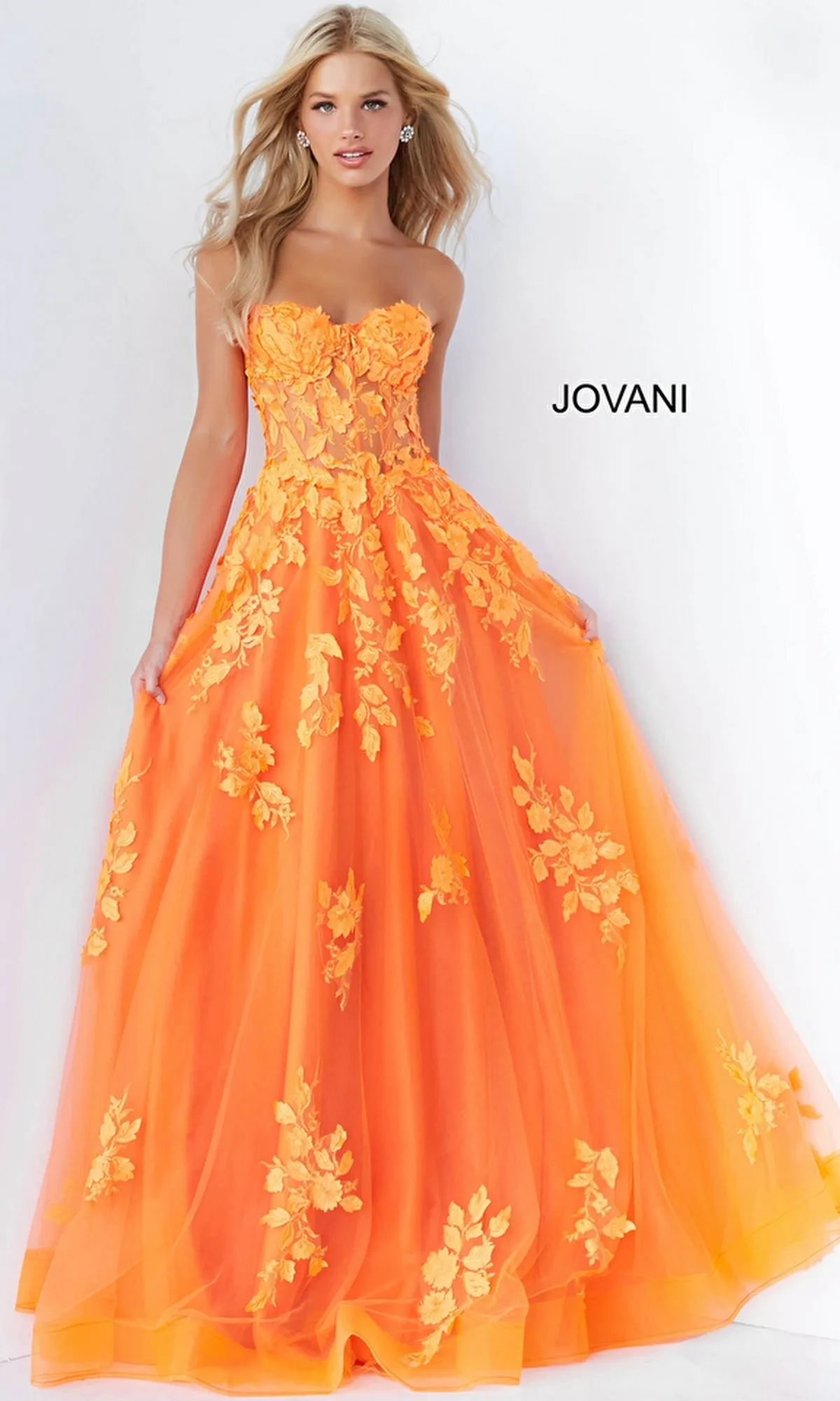 Jovani Strapless Long Lace A-Line Prom Dress 07901 sold by PromGirl