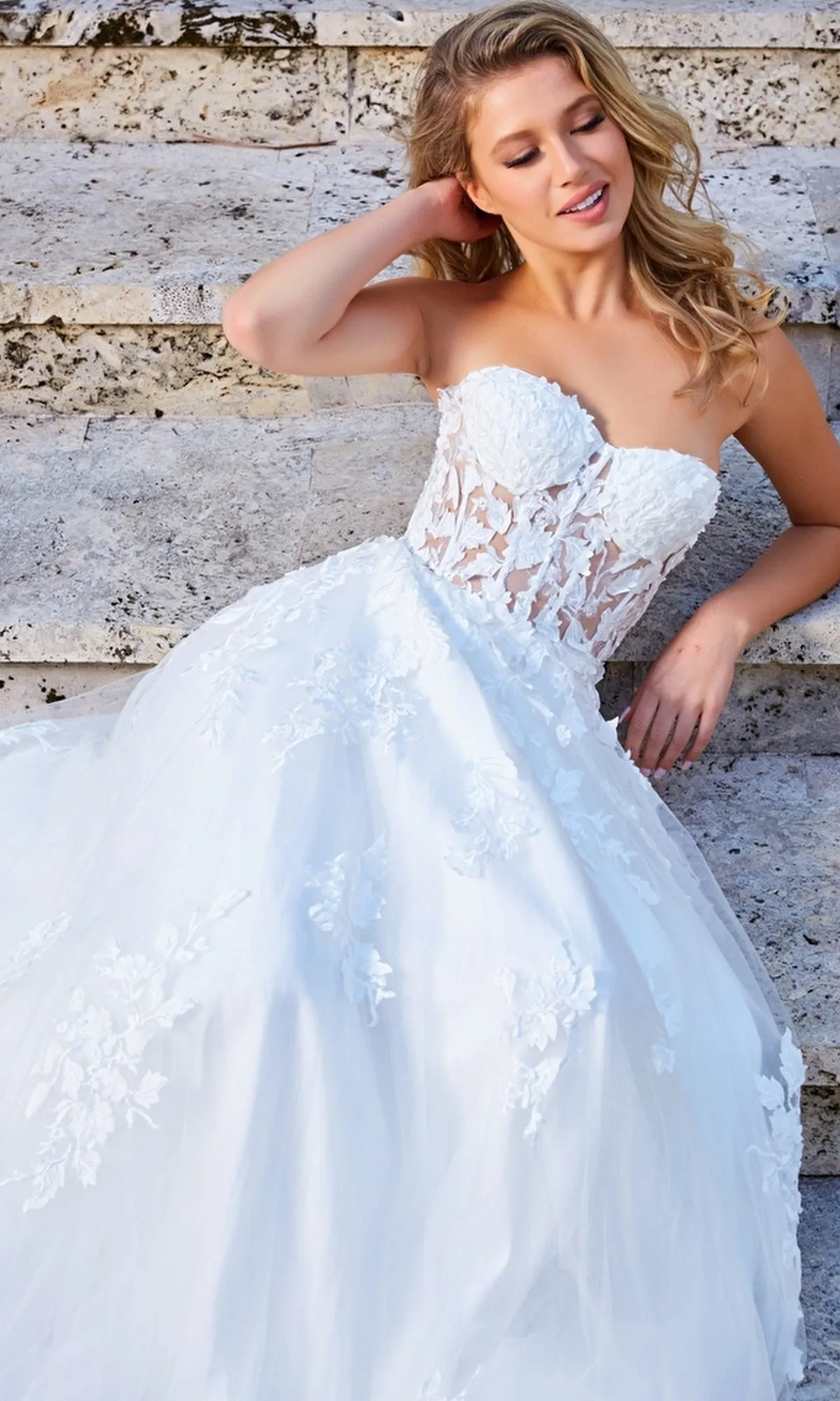 Jovani Strapless Long Lace A-Line Prom Dress 07901 sold by PromGirl product image thumbnail 4