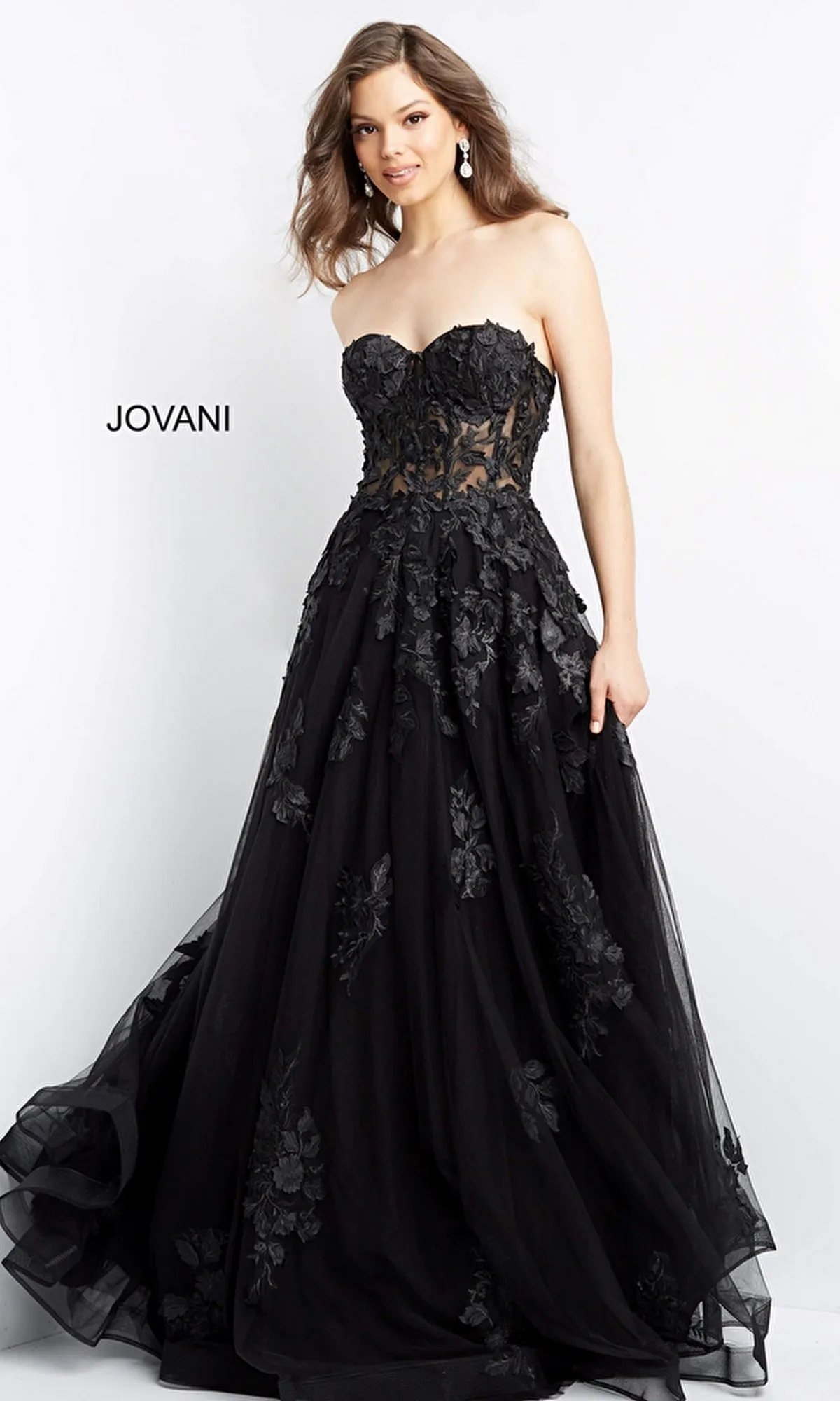 Jovani Strapless Long Lace A-Line Prom Dress 07901 sold by PromGirl product image thumbnail 3